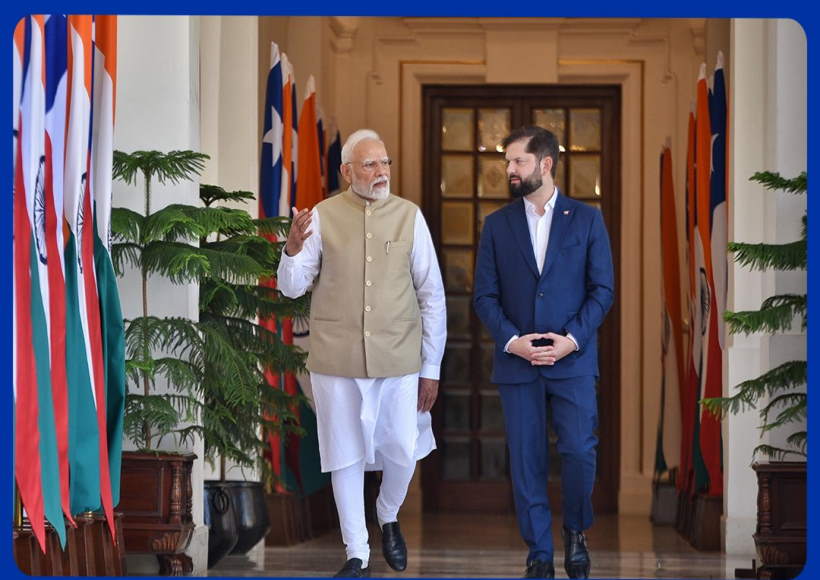 प्रधानमंत्री नरेंद्र मोदी और चिली के राष्ट्रपति गेब्रियल बोरिक फ़ॉन्ट (तस्वीर क्रेडिट@DrSJaishankar)