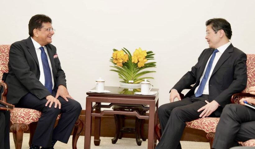 केंद्रीय वाणिज्य और उद्योग मंत्री पीयूष गोयल और सिंगापुर के प्रधानमंत्री लॉरेंस वोंग (तस्वीर क्रेडिट@PiyushGoyal)