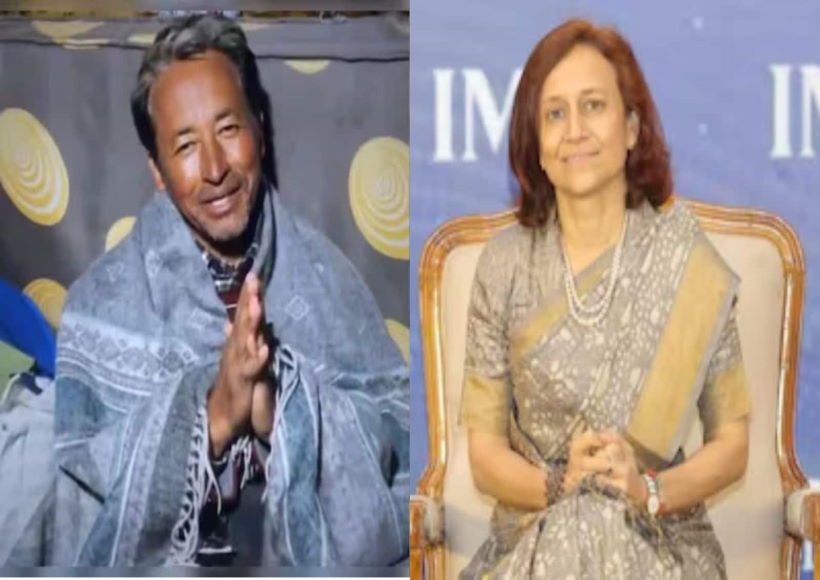 सोनम वांगचुक और उनकी पत्नी गीतांजलि अंगमो (तस्वीर क्रेडिट@PMishra_Journo)