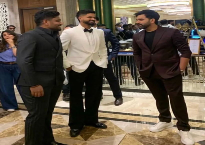 रोहित शर्मा, श्रेयस अय्यर और संजू सैमसन (तस्वीर क्रेडिट@ImTanujSingh)