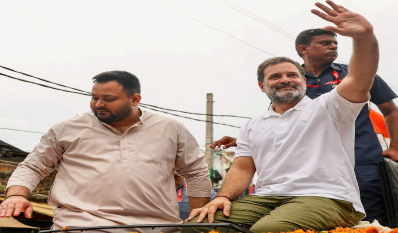 कांग्रेस सांसद राहुल गांधी और महागठबंधन के सीएम पद के उम्मीदवार तेजस्वी यादव (तस्वीर क्रेडिट@Deepakkhatri812)