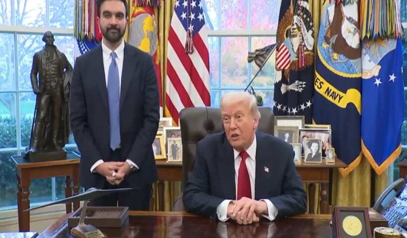 अमेरिका के राष्ट्रपति डोनाल्ड ट्रंप और न्यूयॉर्क के नवनिर्वाचित मेयर जोहरान ममदानी (तस्वीर क्रेडिट@AIRNewsHindi)