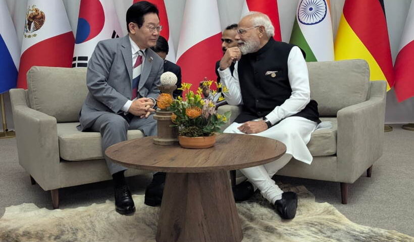 प्रधानमंत्री नरेंद्र मोदी और दक्षिण कोरिया के राष्ट्रपति ली जे म्युंग (तस्वीर क्रेडिट@sksingh4bjp)