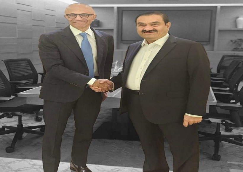 अदाणी ग्रुप के चेयरमैन गौतम अदाणी और माइक्रोसॉफ्ट के चेयरमैन एवं सीईओ सत्य नडेला (तस्वीर क्रेडिट@gautam_adani)