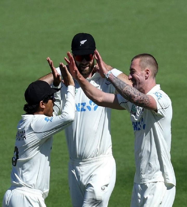 वेलिंगटन टेस्ट के पहले दिन न्यूजीलैंड के ब्लेयर टिकनर ने ली चार विकेट (तस्वीर क्रेडिट@wiplayers)
