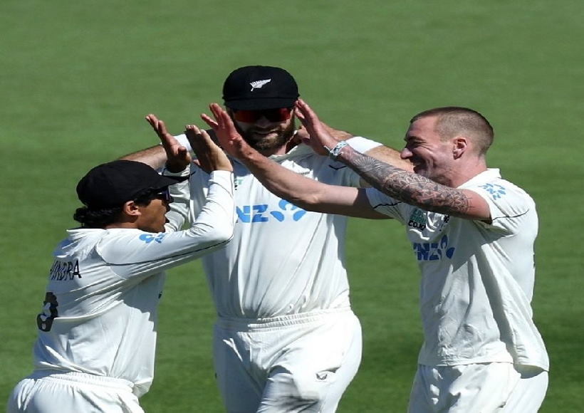 वेलिंगटन टेस्ट के पहले दिन न्यूजीलैंड के ब्लेयर टिकनर ने ली चार विकेट (तस्वीर क्रेडिट@wiplayers)