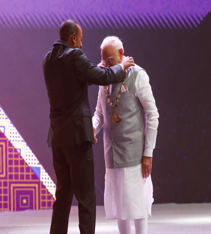प्रधानमंत्री नरेंद्र मोदी इथियोपिया के सर्वोच्च सम्मान से नवाज़े गए (तस्वीर क्रेडिट@ShahnawazBJP)