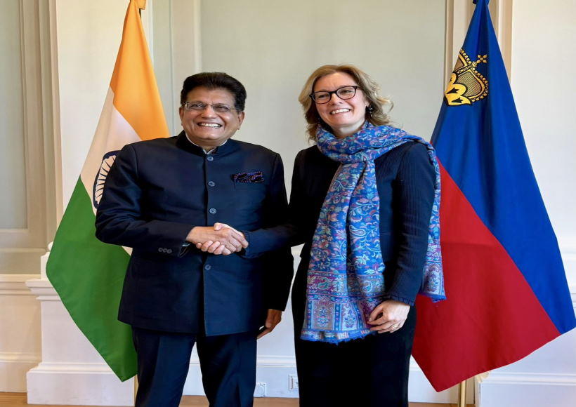 वाणिज्य और उद्योग मंत्री पीयूष गोयल और लिकटेंस्टीन की उप प्रधानमंत्री और विदेश मामलों की मंत्री सबाइन मोनाउनी (तस्वीर क्रेडिट@PiyushGoyal)