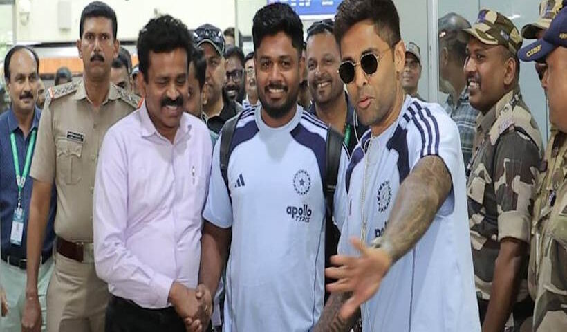 तिरुवनंतपुरम में संजू सैमसन का घरेलू स्वागत (तस्वीर क्रेडिट@ms_dhoni_077)