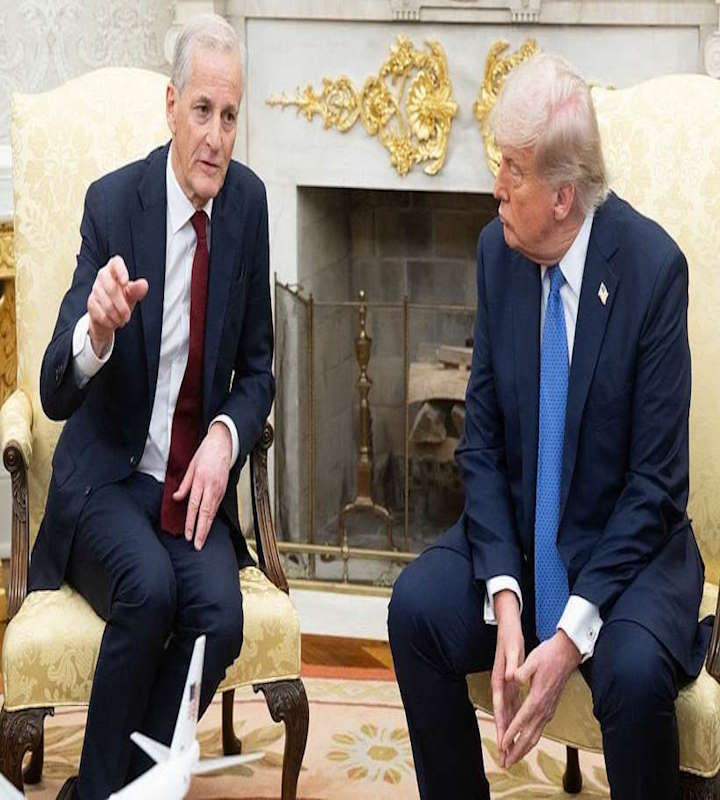 अमेरिकी राष्ट्रपति डोनाल्ड ट्रंप और नॉर्वे के प्रधानमंत्री जोनास गहर स्टोर (तस्वीर क्रेडिट@NaijaTodayHQ)