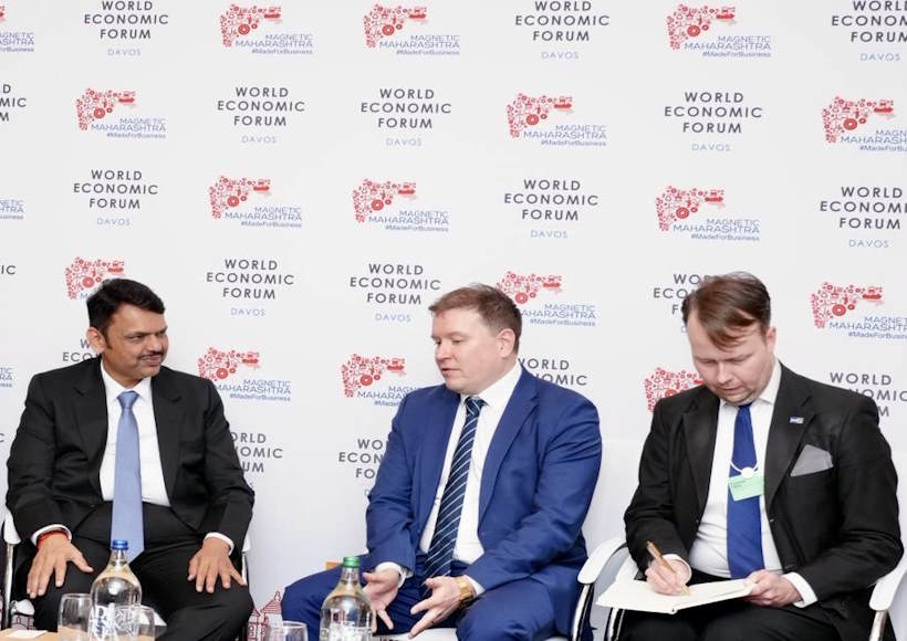 दावोस में सीएम फडणवीस और फिनलैंड मंत्री की अहम मुलाकात (तस्वीर क्रेडिट@Dev_Fadnavis)