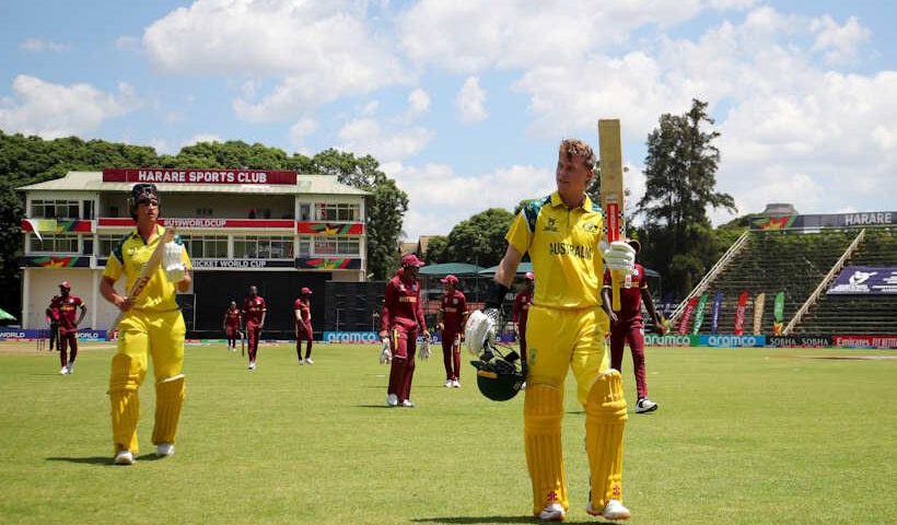 अंडर-19 वर्ल्ड कप 2026 में ऑस्ट्रेलिया ने वेस्टइंडीज को हराकर सेमीफाइनल में बनाई जगह (तस्वीर क्रेडिट@matt__nicholls)