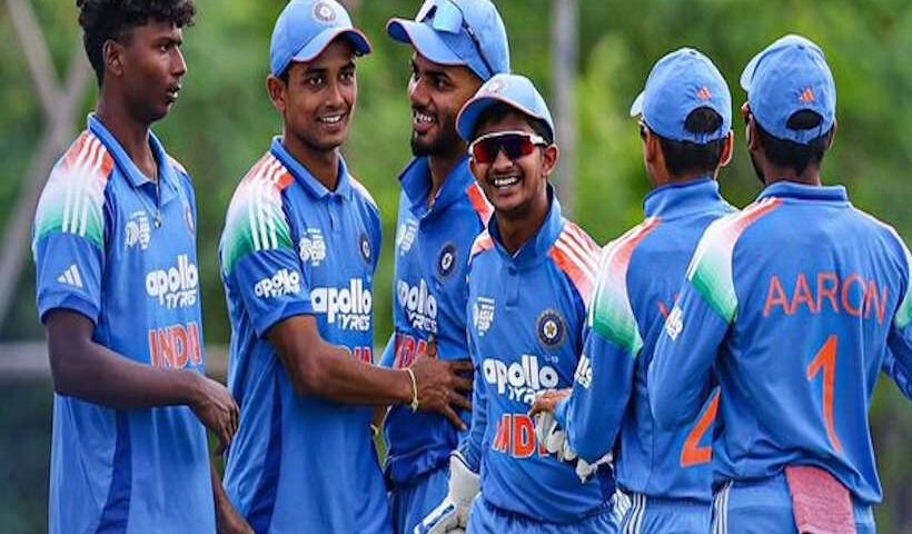 अंडर-19 वर्ल्ड कप 2026 में भारत ने पाकिस्तान को 58 रन से हरा सेमीफाइनल पहुँचे (तस्वीर क्रेडिट@mannumishr99648)