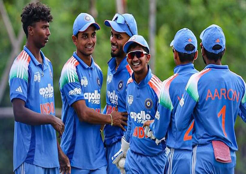 अंडर-19 वर्ल्ड कप 2026 में भारत ने पाकिस्तान को 58 रन से हरा सेमीफाइनल पहुँचे (तस्वीर क्रेडिट@mannumishr99648)