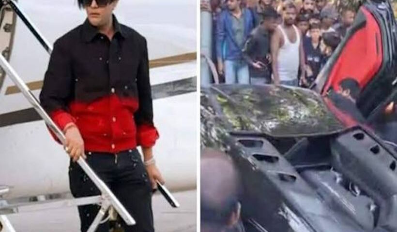 लैम्बोर्गिनी कार को तेज रफ्तार से चलाते हुए हिंसक उत्पात मचाया (तस्वीर क्रेडिट@patelsatyen24)