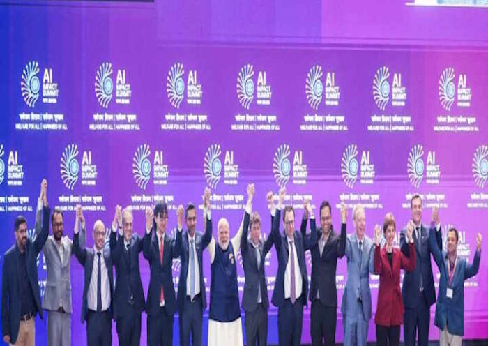 भारत मंडपम से ‘इंडिया एआई इम्पैक्ट समिट-2026’ का शुभारंभ (तस्वीर क्रेडिट@MEAIndia)