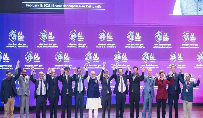 भारत मंडपम से ‘इंडिया एआई इम्पैक्ट समिट-2026’ का शुभारंभ (तस्वीर क्रेडिट@MEAIndia)