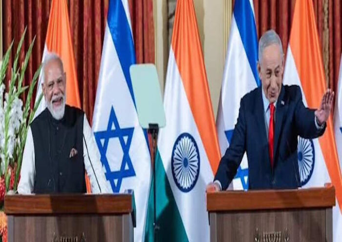 प्रधानमंत्री नरेंद्र मोदी और इजरायल के प्रधानमंत्री बेंजामिन नेतन्याहू (तस्वीर क्रेडिट@EricS2075)