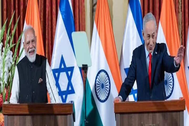 प्रधानमंत्री नरेंद्र मोदी और इजरायल के प्रधानमंत्री बेंजामिन नेतन्याहू (तस्वीर क्रेडिट@EricS2075)