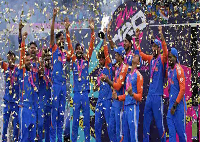 भारत ने टी20 वर्ल्ड कप 2026 में न्यूजीलैंड को 96 रनों से हराकर तीसरी बार जीता टी20 वर्ल्ड कप का खिताब (तस्वीर क्रेडिट@SVishnuReddy)