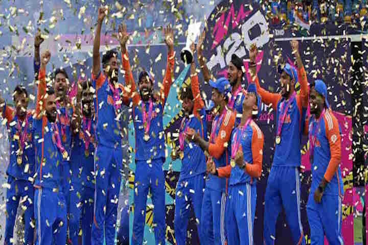 भारत ने टी20 वर्ल्ड कप 2026 में न्यूजीलैंड को 96 रनों से हराकर तीसरी बार जीता टी20 वर्ल्ड कप का खिताब (तस्वीर क्रेडिट@SVishnuReddy)