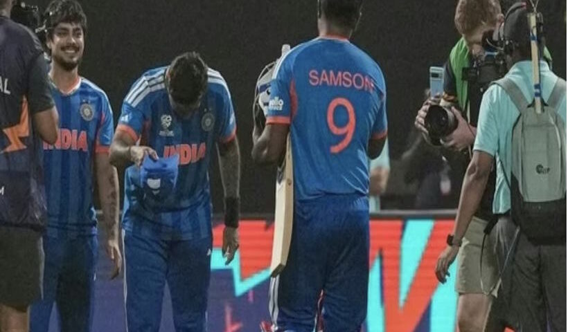 संजू सैमसन की 97 रनों की तूफानी पारी से भारत सेमीफाइनल में (तस्वीर क्रेडिट@Malkeet009)