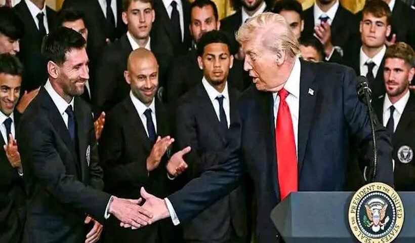 डोनाल्ड ट्रंप ने व्हाइट हाउस में इंटर मियामी का सम्मान किया (तस्वीर क्रेडिट@MukendiDav22208)