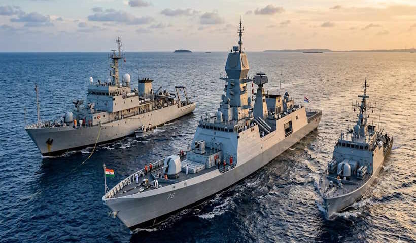 नौसेना को मिले तीन वॉरशिप (तस्वीर क्रेडिट@COOOLVIKASH)