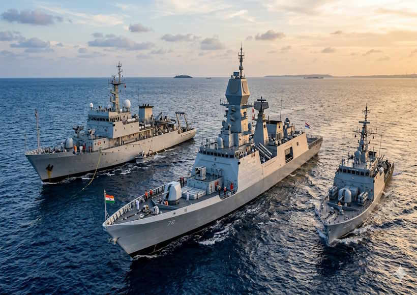 नौसेना को मिले तीन वॉरशिप (तस्वीर क्रेडिट@COOOLVIKASH)