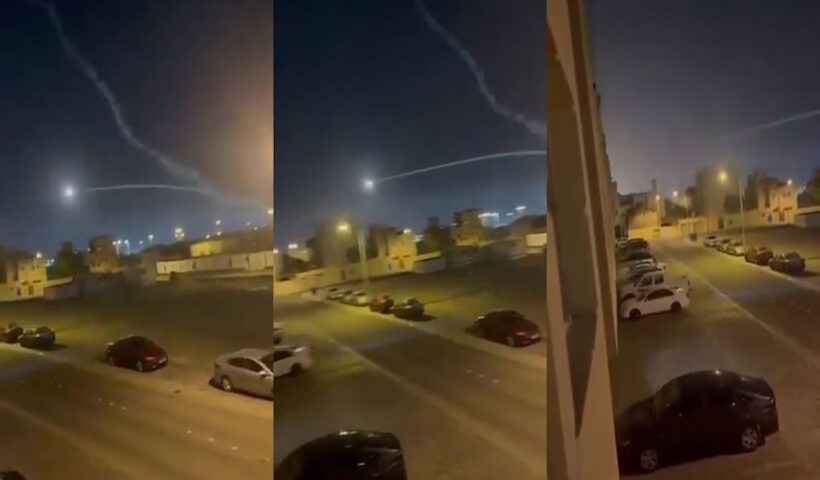 बहरीन के रिफा शहर के ऊपर आसमान में एक मिसाइल तेजी से गुज़रती हुई दिखाई दी