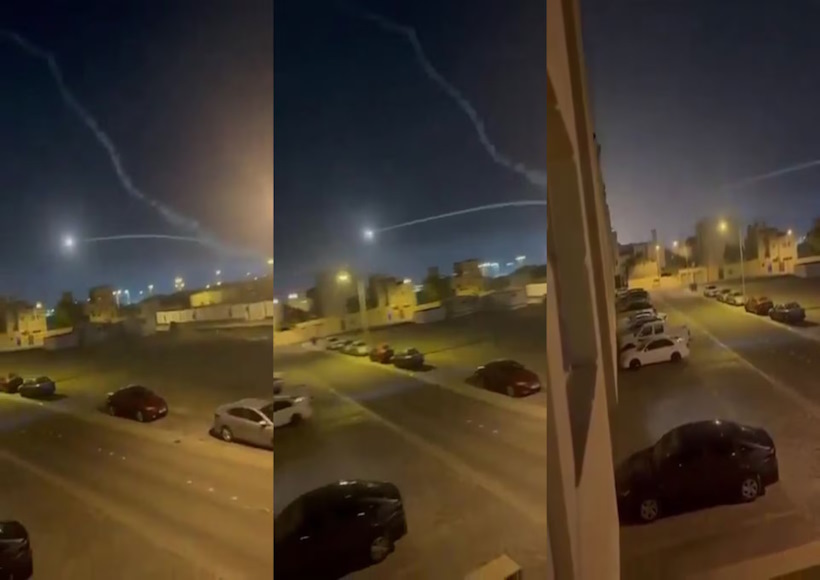 बहरीन के रिफा शहर के ऊपर आसमान में एक मिसाइल तेजी से गुज़रती हुई दिखाई दी