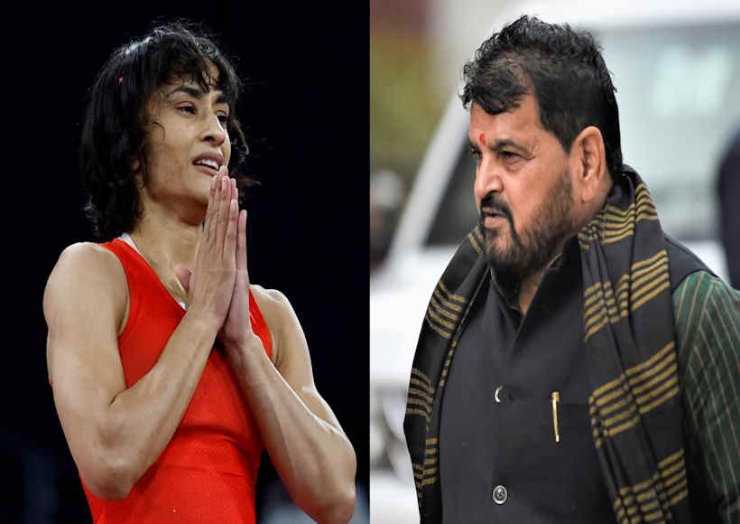 विनेश फोगाट और पूर्व कुश्ती महासंघ अध्यक्ष बृज भूषण शरण सिंह (तस्वीर क्रेडिट@Gurdayal_1984)