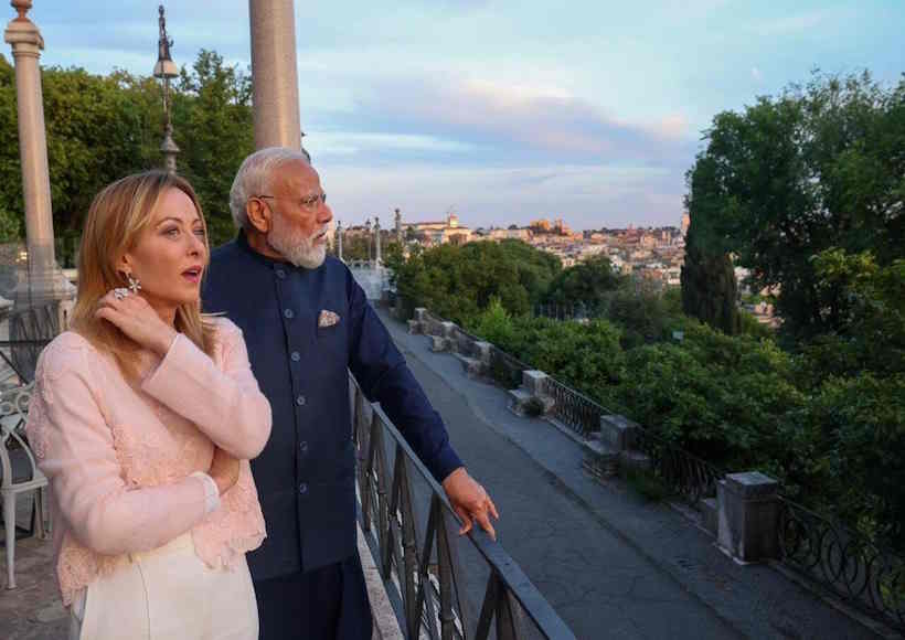 प्रधानमंत्री नरेंद्र मोदी और इटली की प्रधानमंत्री जॉर्जिया मेलोनी (तस्वीर क्रेडिट@rashtra_press)