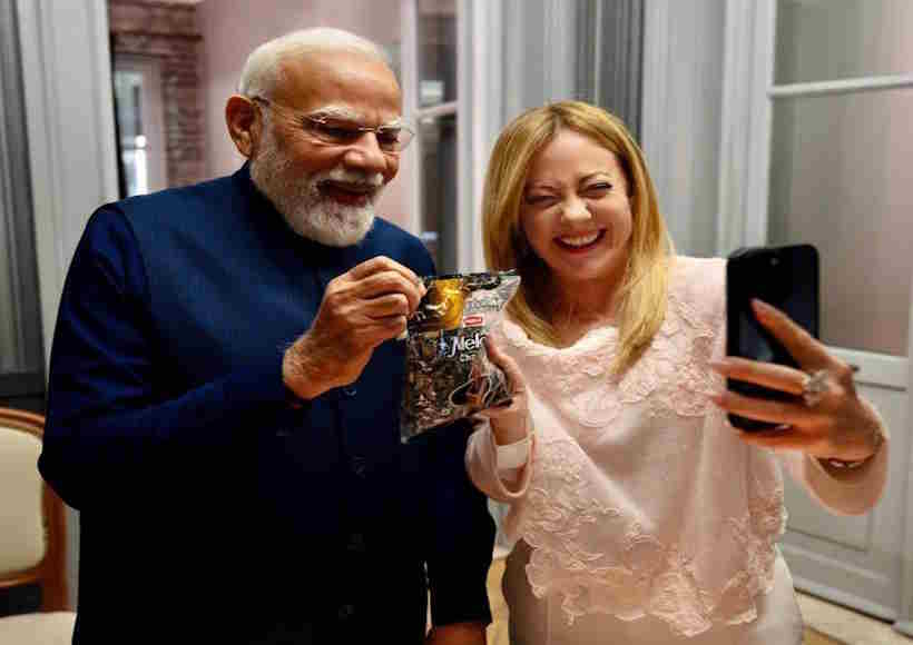 पीएम मोदी और जॉर्जिया मेलोनी का वीडियो हुआ वायरल (तस्वीर क्रेडिट@satya_murthy)