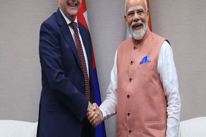 ऑस्ट्रेलिया के प्रधानमंत्री एंथनी अल्बनीज और प्रधानमंत्री नरेंद्र मोदी (तस्वीर क्रेडिट@rashtra_press)