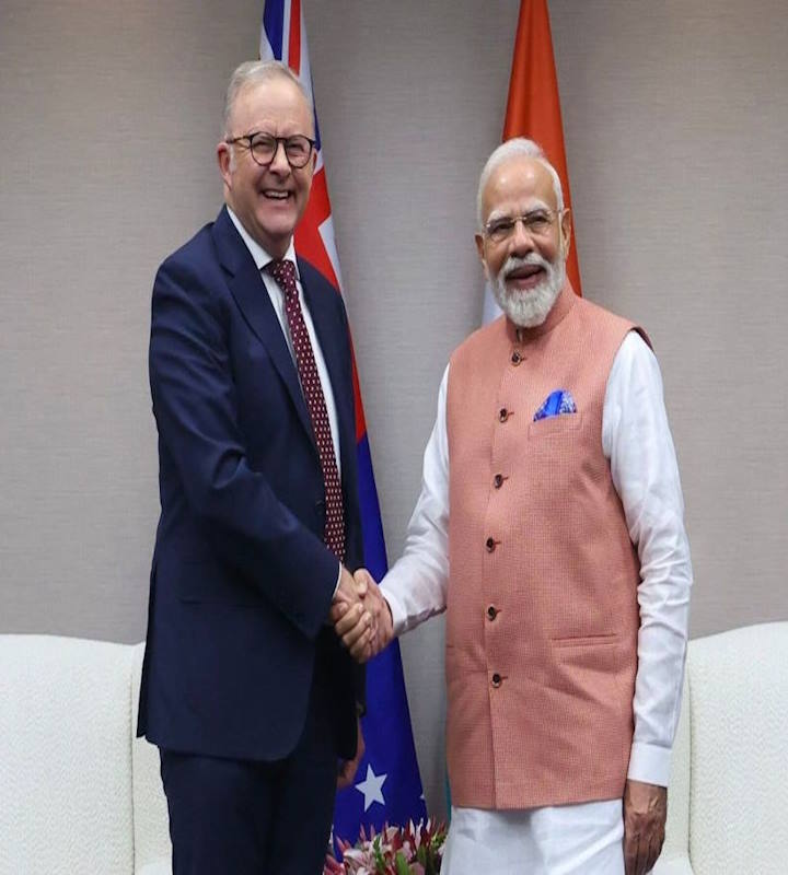 ऑस्ट्रेलिया के प्रधानमंत्री एंथनी अल्बनीज और प्रधानमंत्री नरेंद्र मोदी (तस्वीर क्रेडिट@rashtra_press)