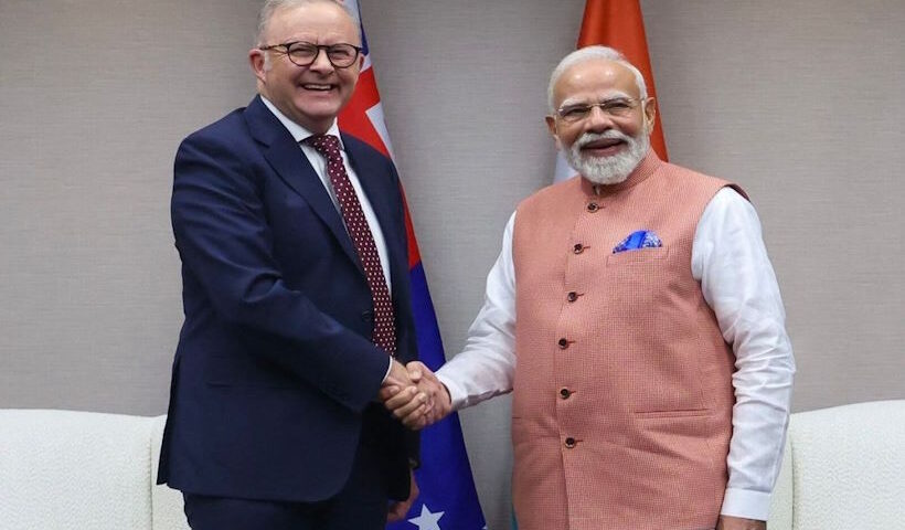 ऑस्ट्रेलिया के प्रधानमंत्री एंथनी अल्बनीज और प्रधानमंत्री नरेंद्र मोदी (तस्वीर क्रेडिट@rashtra_press)