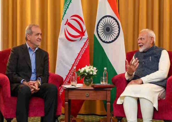 प्रधानमंत्री नरेंद्र मोदी और ईरान के राष्ट्रपति मसूद पेजेश्कियन ((तस्वीर क्रेडिट@rashtra_press)