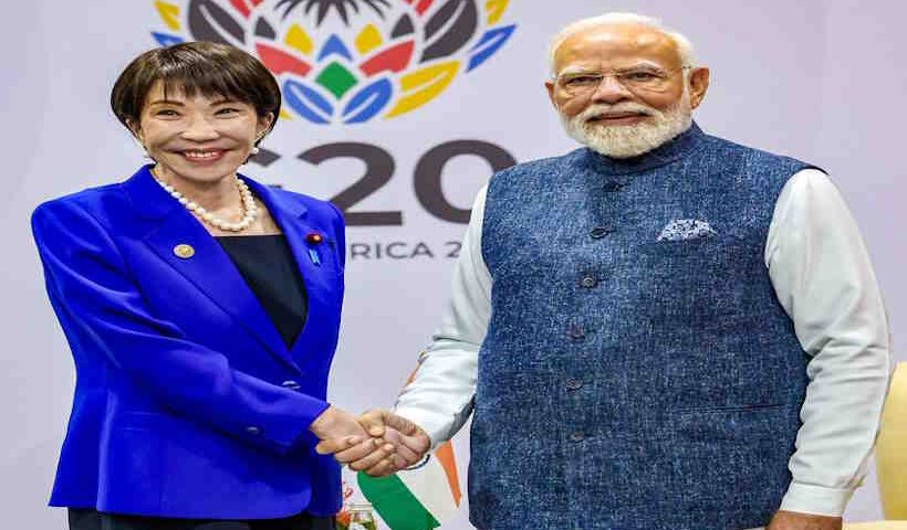प्रधानमंत्री नरेंद्र मोदी और जापान की प्रधानमंत्री सनाए ताकाइची (तस्वीर क्रेडिट@rashtra_press)