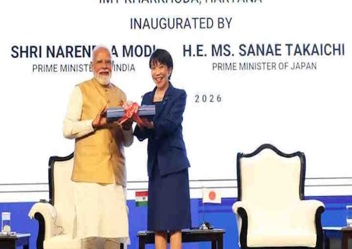 प्रधानमंत्री नरेंद्र मोदी और जापान की प्रधानमंत्री साने ताकाइची (तस्वीर क्रेडिट@rashtra_press)