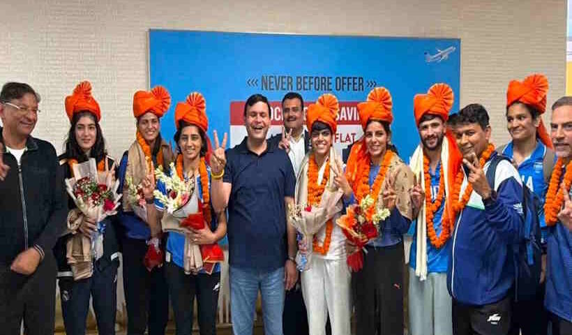 कॉमनवेल्थ गेम्स 2026 के विजेताओं का दिल्ली में भव्य स्वागत (तस्वीर क्रेडिट@OPDhankar)