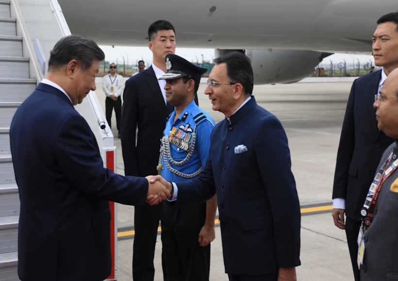 भारत पहुँचे शी जिनपिंग (तस्वीर क्रेडिट@AIRNewsHindi)