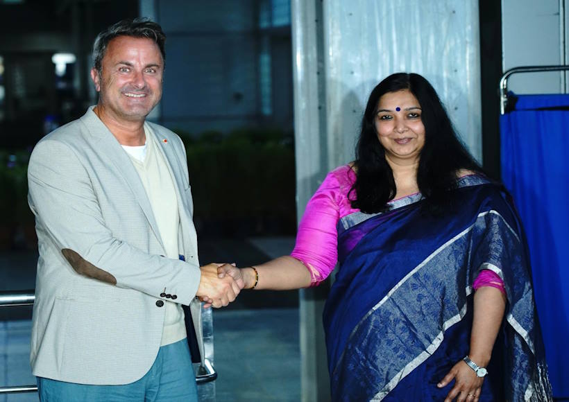 भारत पहुँचे लक्जमबर्ग के उप प्रधानमंत्री जेवियर बेटेल (तस्वीर क्रेडिट@MEAIndia)