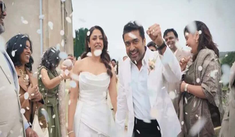 सूर्या और ज्योतिका ने 20वीं सालगिरह पर फिर रचाई शादी (तस्वीर क्रेडिट@News18Telugu)