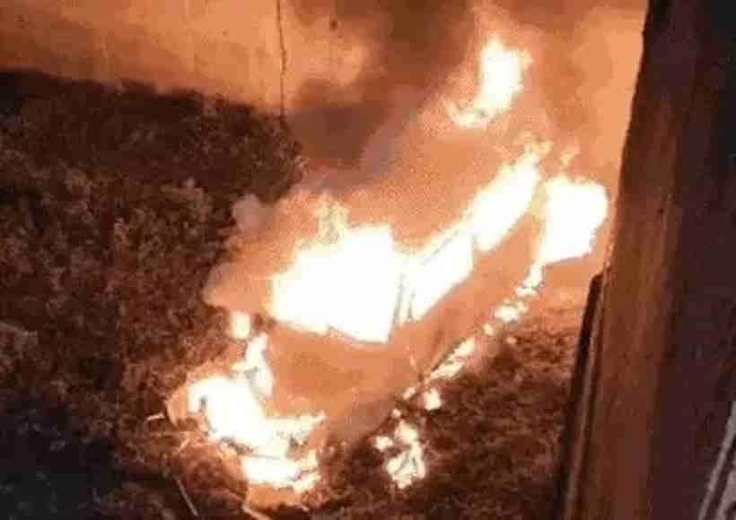 धार में चलती सीएनजी कार बनी आग का गोला, चार युवकों की जिंदा जलकर मौत (तस्वीर क्रेडिट@JtrahulSaini)