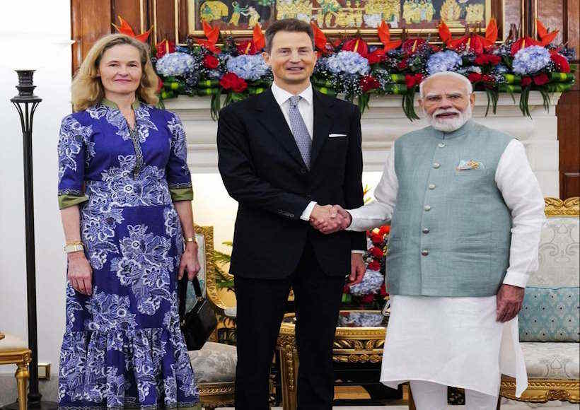 पीएम मोदी से मिले लिकटेंस्टीन के युवराज एलोइस और प्रिंसेस सोफी (तस्वीर क्रेडिट@RonanSylas65136)