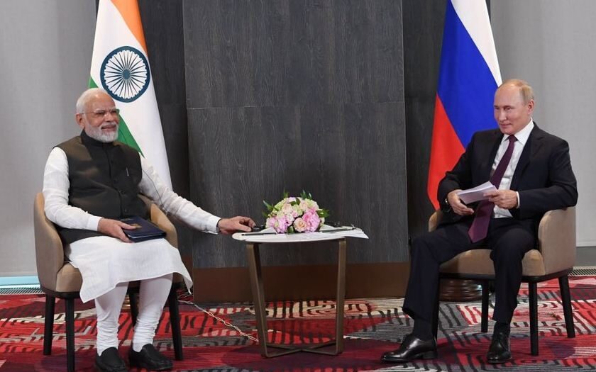 Prime Minister Narendra Modi with Russian President Vladimir Putin