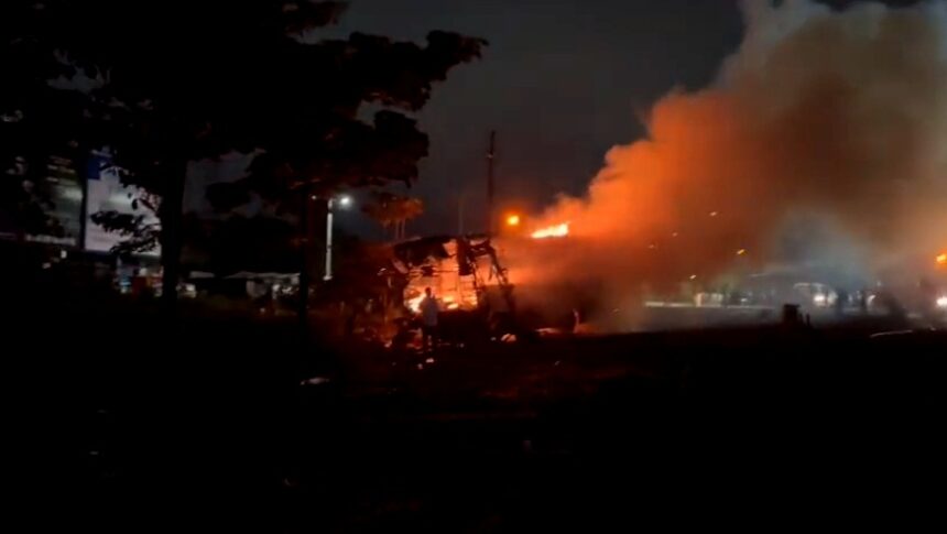 10 dead, 30 hurt as bus rams into truck, catches fire