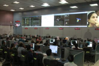 ISRO scientist monitor Mars Orbiter (Mangalyan) at ISRO Headquarters, in Bangalore on September 24, 2014
