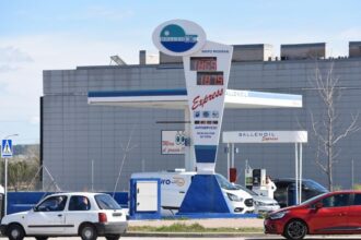 A gas station amid rise of fuel prices in Madrid